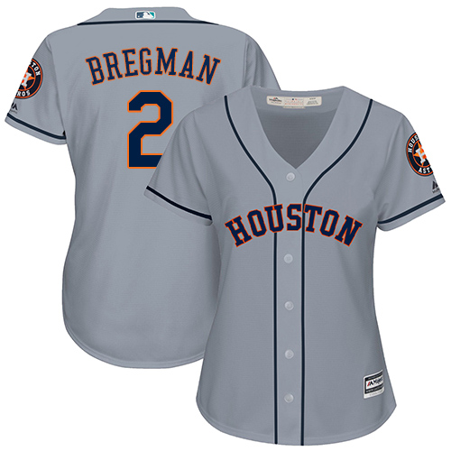Astros #2 Alex Bregman Grey Road Women's Stitched MLB Jersey - Click Image to Close